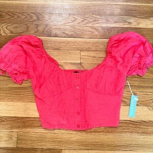 NWT Women's Pink Puff Sleeve Top